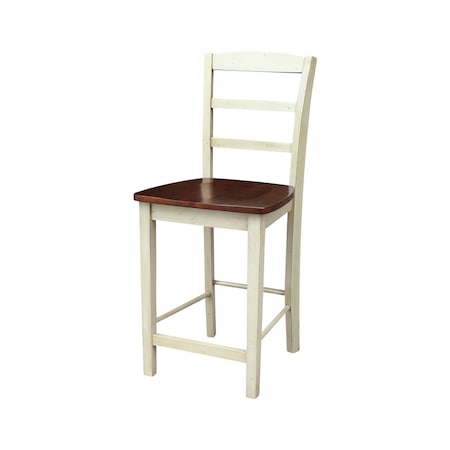 International Concepts Madrid Counter Height Stool, 24" Seat Height, Antiqued Almond/Espresso S12-402